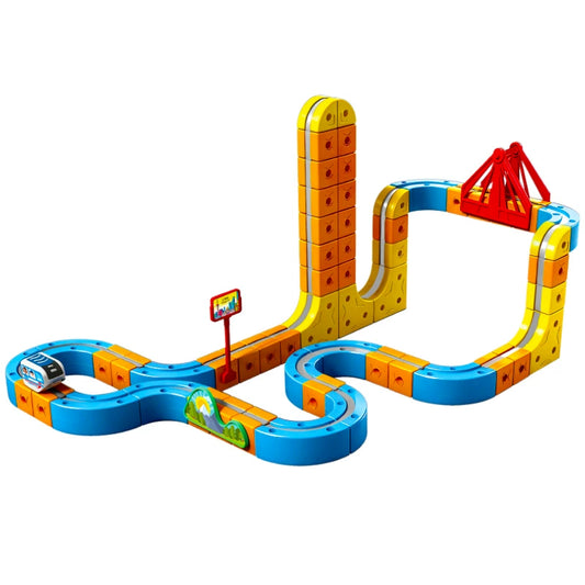 مجموعة مكعبات مسار القطار السحري القابلة للتركيب